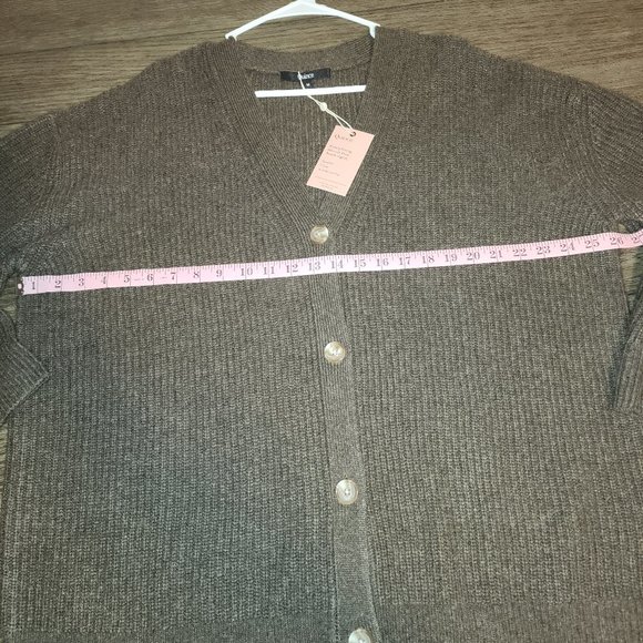Quince Mongolian Cashmere Oversized Boyfriend Cardigan Sweater NWT Brown Med - Picture 3 of 8